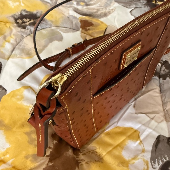 Dooney & Bourke Ostrich-Embossed Tan Crossbody Bag - Picture 9 of 10